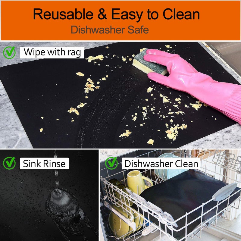 Demiwise Oven Liners for Bottom of Oven, 16x24 inch Thick Heavy Duty Non Stick Teflon Oven Mats, BPA and PFOA Free Reusable Oven Liners for Bottom of Electric Oven (5 Pack) - Image 5