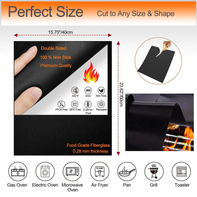 Demiwise Oven Liners for Bottom of Oven, 16x24 inch Thick Heavy Duty Non Stick Teflon Oven Mats, BPA and PFOA Free Reusable Oven Liners for Bottom of Electric Oven (5 Pack) - Image 2