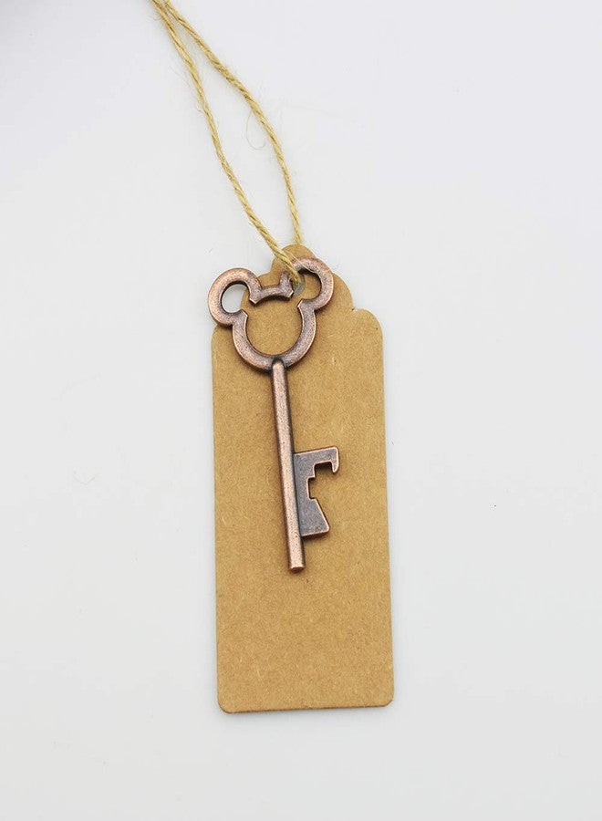 زونور مجموعة XONOR المكونة من 50 قطعة من فتاحات زجاجات على شكل مفاتيح هيكلية عتيقة مع 50 قطعة من بطاقات المرافقة وخيط لتزيين حفلات الزفاف بأسلوب ريفي (نحاسي) - Image 4