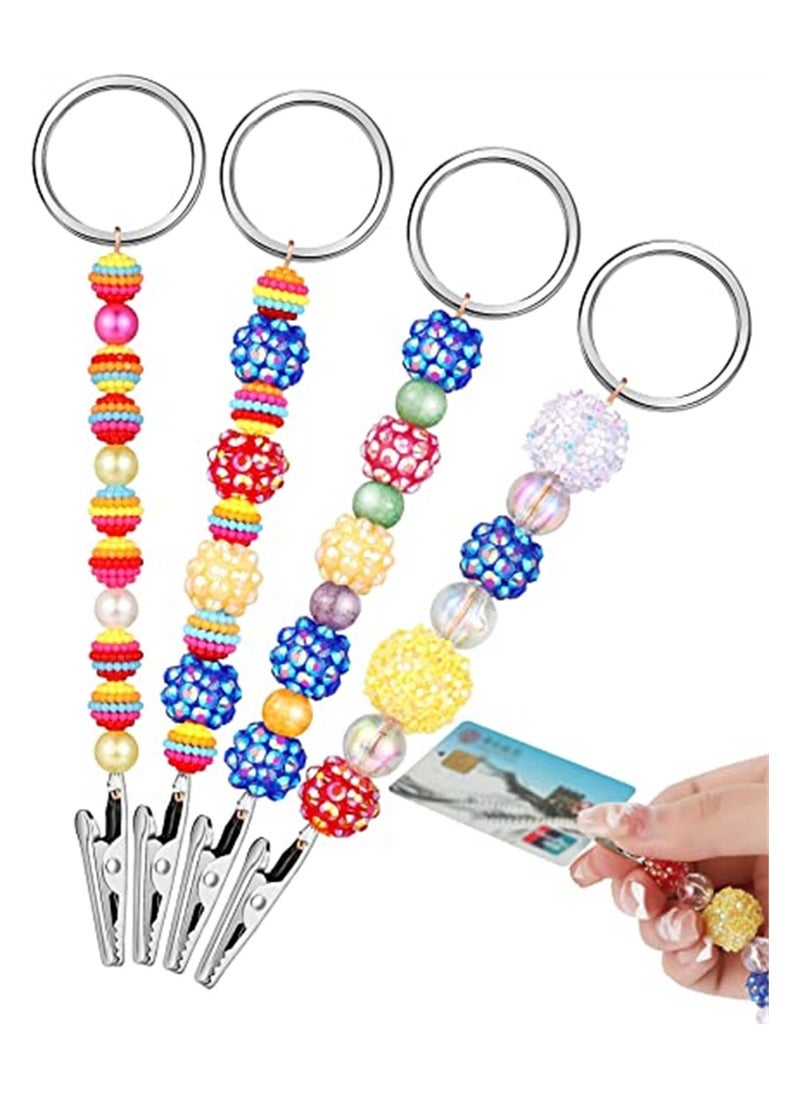 SYOSI - Credit Card Puller, 4 Pieces Debit Bank Card Grabber, Beaded ATM Card Clip Keychain Card Grabber for Long Nails - Image 1