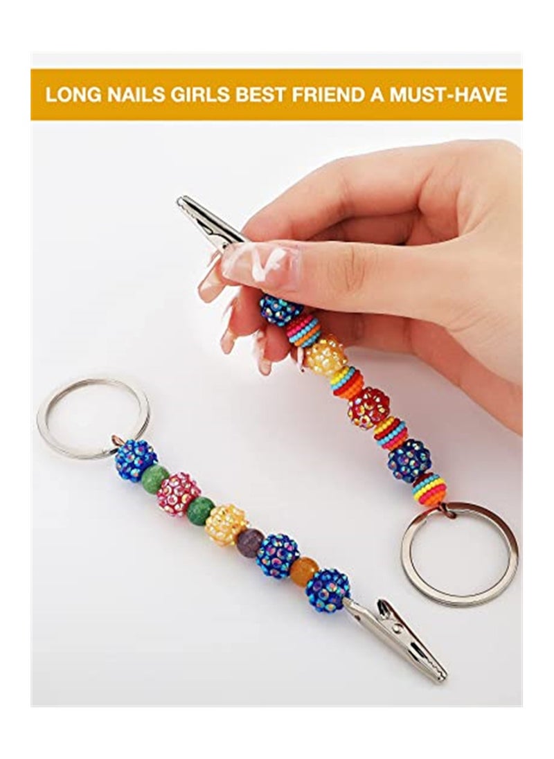 SYOSI - Credit Card Puller, 4 Pieces Debit Bank Card Grabber, Beaded ATM Card Clip Keychain Card Grabber for Long Nails - Image 1