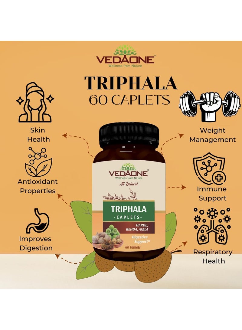 VedaOne Triphala Tablets | Natural Digestive Support with Harde, Behda & Amla | 60 Tablets | Detox, Digestion, Immunity & Liver Health - Image 3