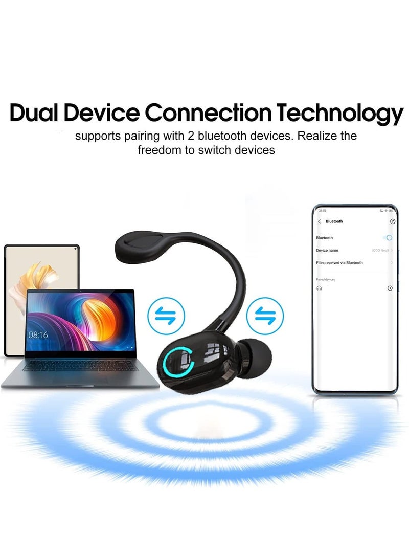 SYOSI Single Ear Bluetooth Earpiece, Bluetooth 5.2 Wireless Earphones, Right Ear In-Ear Bluetooth Headset with Noise Canceling Microphone Waterproof, In Ear Bluetooth Headphones for Business Office Driving - Image 2