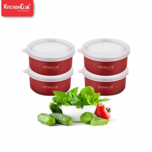 KITCHEN CLUE Stainless Steel Microwave Safe Lunch Containers For Kitchen I Red Set Of 10 Pcs, 300 ML I Steel Lunch Box For Office School I Kitchen Storage Bowls I AIRTIGHT & LEAK-PROOF (SET OF 10 PCS) - Image 5