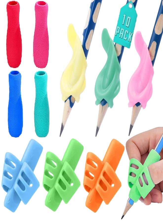 AURAADORN 10 Pack Pencil Grips for Kids Handwriting,Pencil Gripper Holder Posture Correction for Preschooler Training, Pen Writing Aid Tool for Kids Preschools Students - Image 1