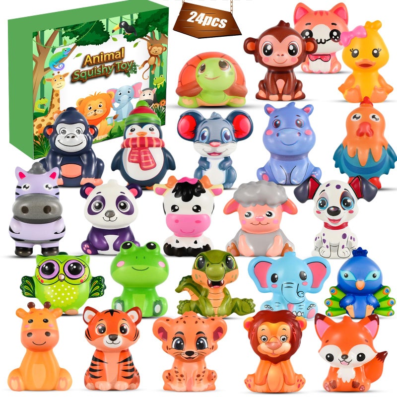 PLOUGVI 24PCS Party Favors for Kids Animal Squishy Toys Goodie Bag Pinata Fillers Safari Wild Birthday Decorations Treasure Chest Classroom PrizesEaster Halloween Christmas Stocking Stuffers Gifts - Image 3