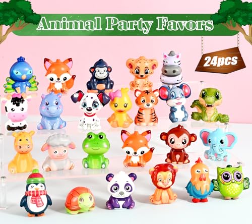 PLOUGVI 24PCS Party Favors for Kids Animal Squishy Toys Goodie Bag Pinata Fillers Safari Wild Birthday Decorations Treasure Chest Classroom PrizesEaster Halloween Christmas Stocking Stuffers Gifts - Image 5
