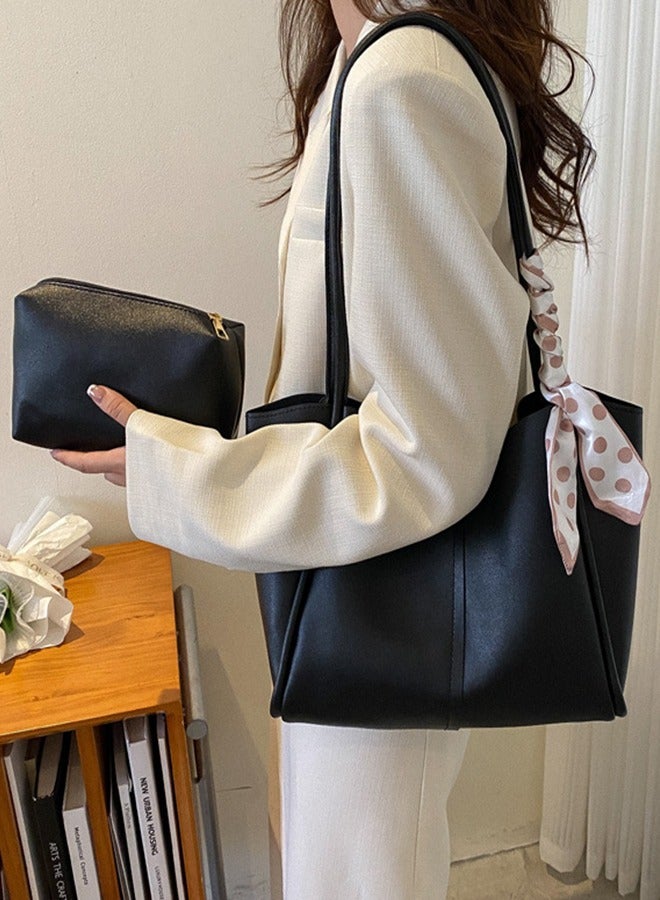 New Commuter Large Capacity Temperament Shoulder Bag Niche Versatile Exquisite Tote Bag - High-End Mother-And-Child Bag - Versatile Commuter Shoulder Bag - Large Capacity Silk Scarf Decoration  - Image 3