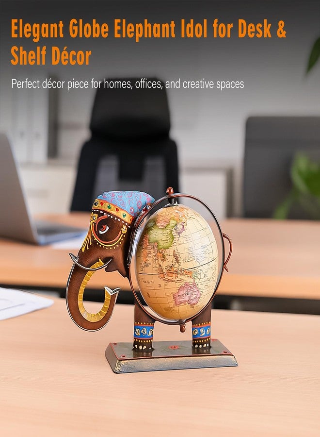 HindCraft Elephant World Map Showpiece - Ethnic Decorative Desk Decor with Vintage Map | Rajasthani Style Showpiece for Home, Office & Gifts - Image 4