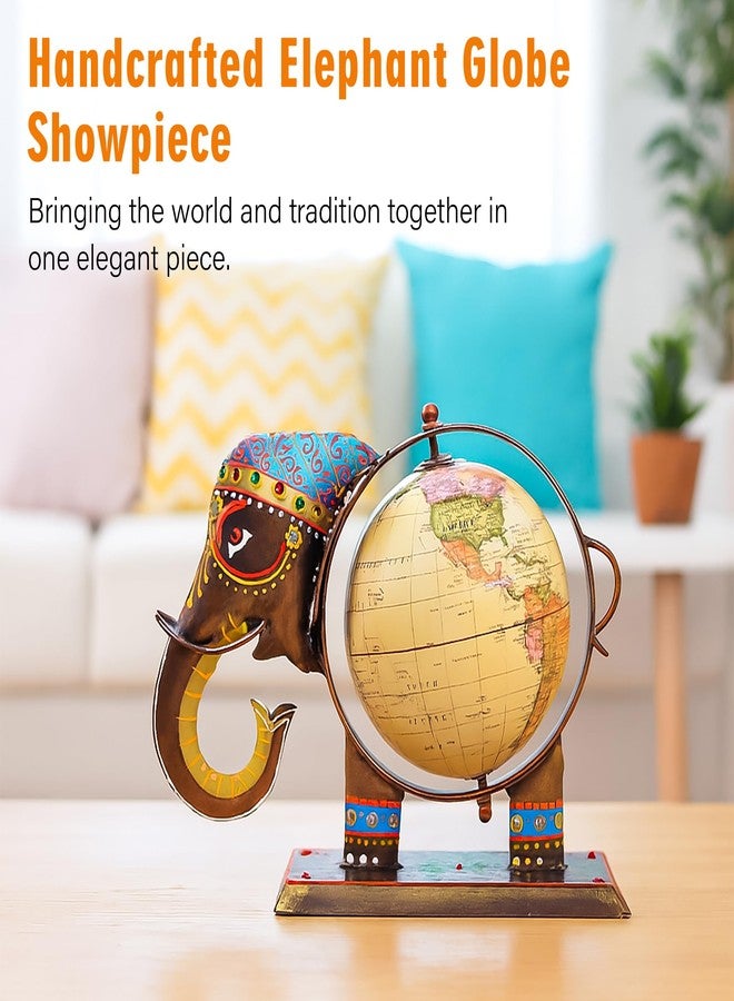 HindCraft Elephant World Map Showpiece - Ethnic Decorative Desk Decor with Vintage Map | Rajasthani Style Showpiece for Home, Office & Gifts - Image 3