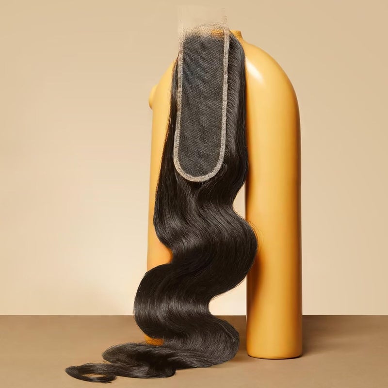 Triippy Raw Hair 2x6 HD Lace Closure Body Wave More Less Shedding than Regular Virgin Hair Closure, 0.10mm Ultra-Thin 2x6 Swiss Real HD Lace with 100% Raw Cambodian Human Hair 18 Inches