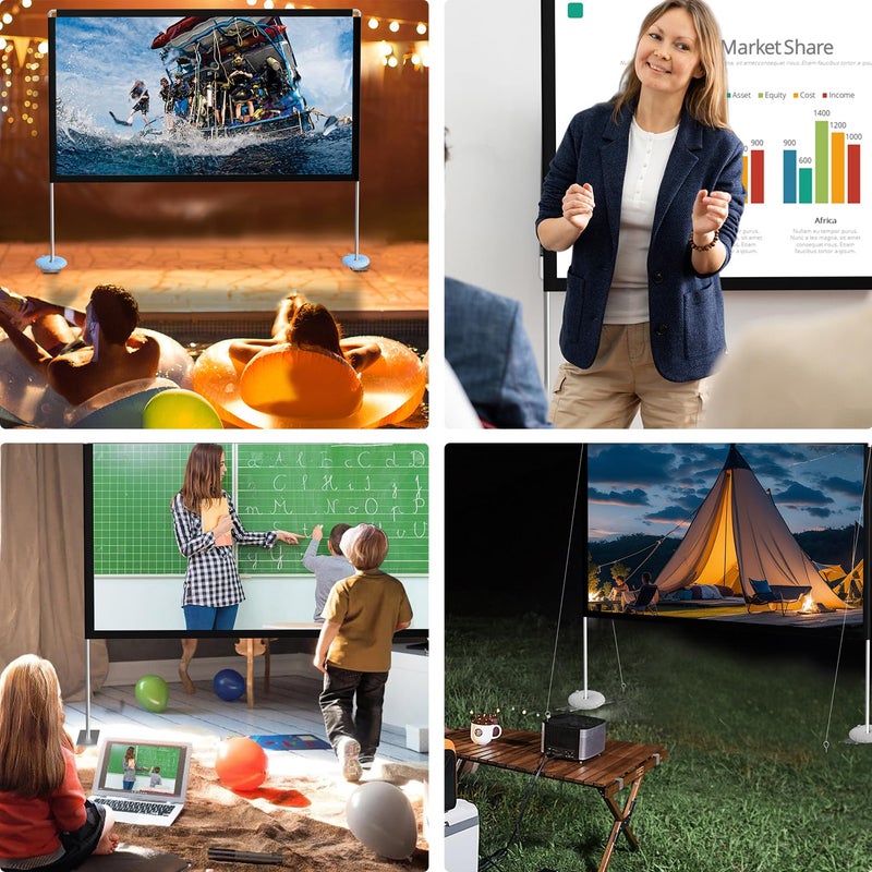 HOIN Portable Projector Screen Stand Outdoor: Movie Projection Screen 80 inch 4K HD16:9 Outside Screen with Carry Bag for Home Theater Backyard Cinema Travel Foldable Anti Crease - Image 2