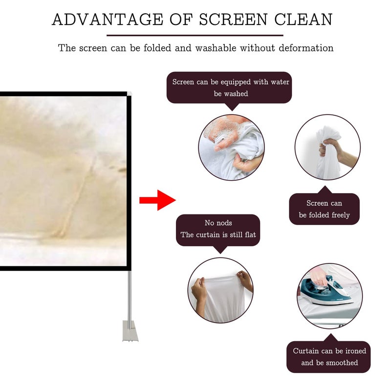 HOIN Portable Projector Screen Stand Outdoor: Movie Projection Screen 80 inch 4K HD16:9 Outside Screen with Carry Bag for Home Theater Backyard Cinema Travel Foldable Anti Crease - Image 3