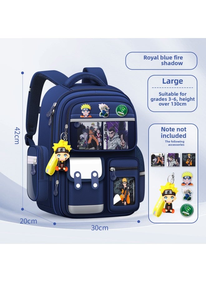 Generic - Kapibala Children's Schoolbag For Boys And Primary School Students Three To Six Large Capacity Boys To Reduce The Burden Of Ridge Protection Grade One Or Two-Color:Large Sapphire Blue  Grades 3-6-Size:School Bag + Accessories + Handbag + Pencil Case - Image 1