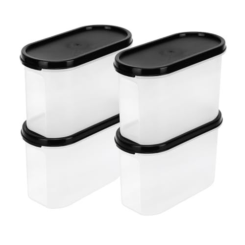 Cutting EDGE 1200ml Anti-Bacterial Modular Plastic Storage Container Set of 4, BPA-Free, Airtight Lid, Leakproof, Stackable Organizer for Pantry, Sugar, Flour & Grains (Black) - Image 3