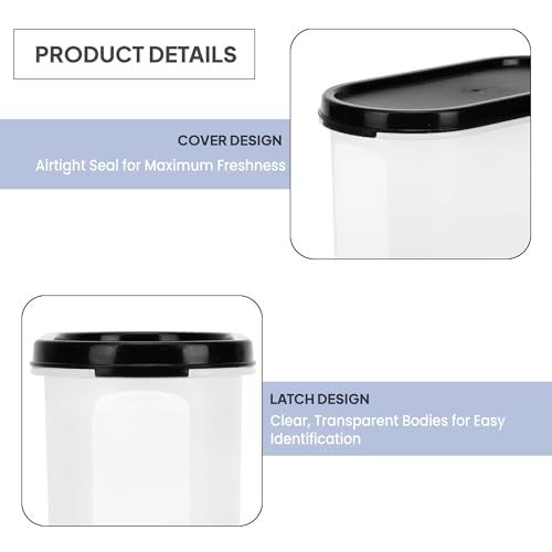 Cutting EDGE 1200ml Anti-Bacterial Modular Plastic Storage Container Set of 4, BPA-Free, Airtight Lid, Leakproof, Stackable Organizer for Pantry, Sugar, Flour & Grains (Black) - Image 5