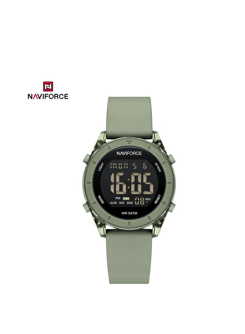 ساعة يد رياضية هدية للشباب بتصميم عصري بحزام سيليكون رقمي NF7108 5ATM (أخضر)