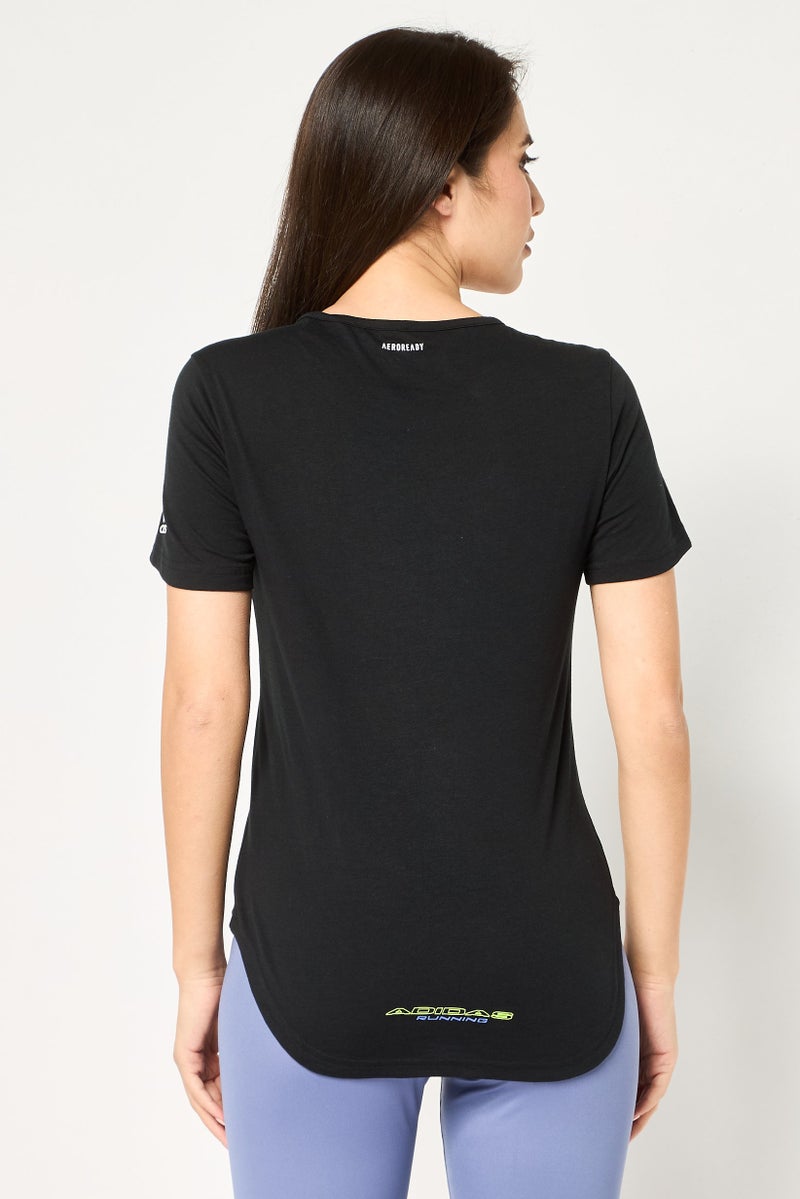 Adidas تي شيرت تدريب قصير الأكمام للنساء، أسود - Image 4