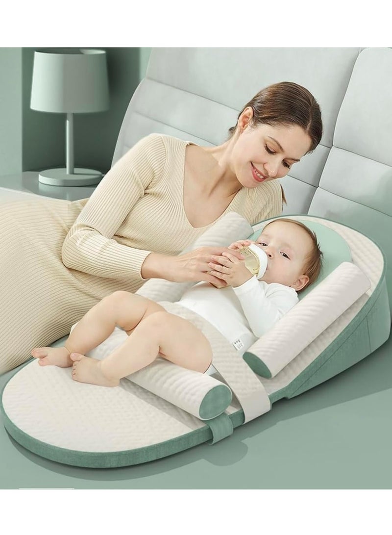 TRASSLE Baby Nests, Baby Lounger, Infant Travel Bed,Baby Nest Ultra Soft, Anti-spitting Ramp Pillow, 0-30° Height Adjustable Relieves Vomiting Milk, Intestinal Colic - Image 1