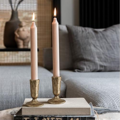SUJUN Handcrafted Antique Brass Iron Taper Candle Holders - Set of 2 Elegant Candlesticks for Weddings, Dining, and Parties, Timeless Décor Accent - Image 4