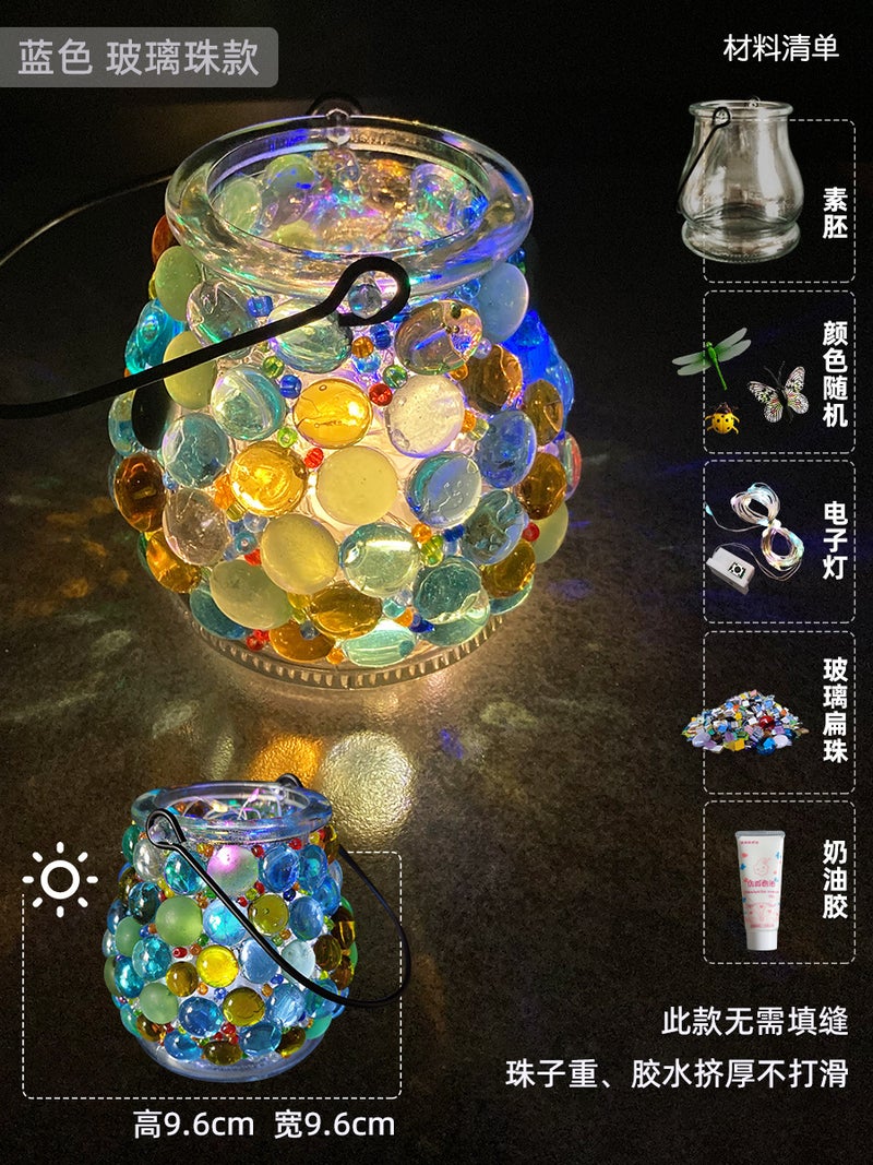 Glass Mosaic Candlestick Diy Material Package Thanksgiving Lamp Handmade Family Educational Toys Crystal Luminous Gift - Image 1