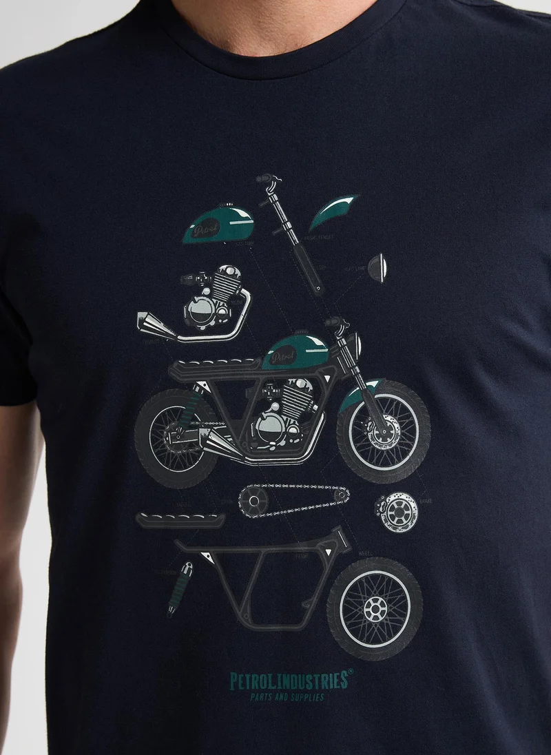 Petrol Industries 5092-Royal Navy Men T-Shirt SS Classic Print for Men | Best Price UAE