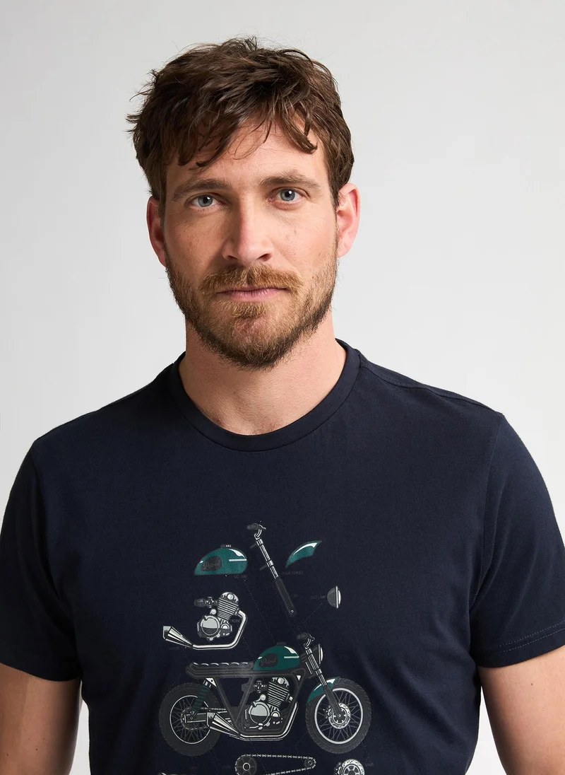 Petrol Industries 5092-Royal Navy Men T-Shirt SS Classic Print for Men | Best Price UAE