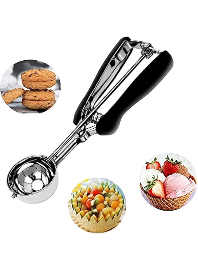 رينكس مغرفة كوكيز ايس ك م الستالس ستيل للخز مع اطلاق زاد 50 ملم، مة طيخ مضادة لل للعجي والسكويت والايس ك ومخروط الثلج واللحوم والفواك - Image 1