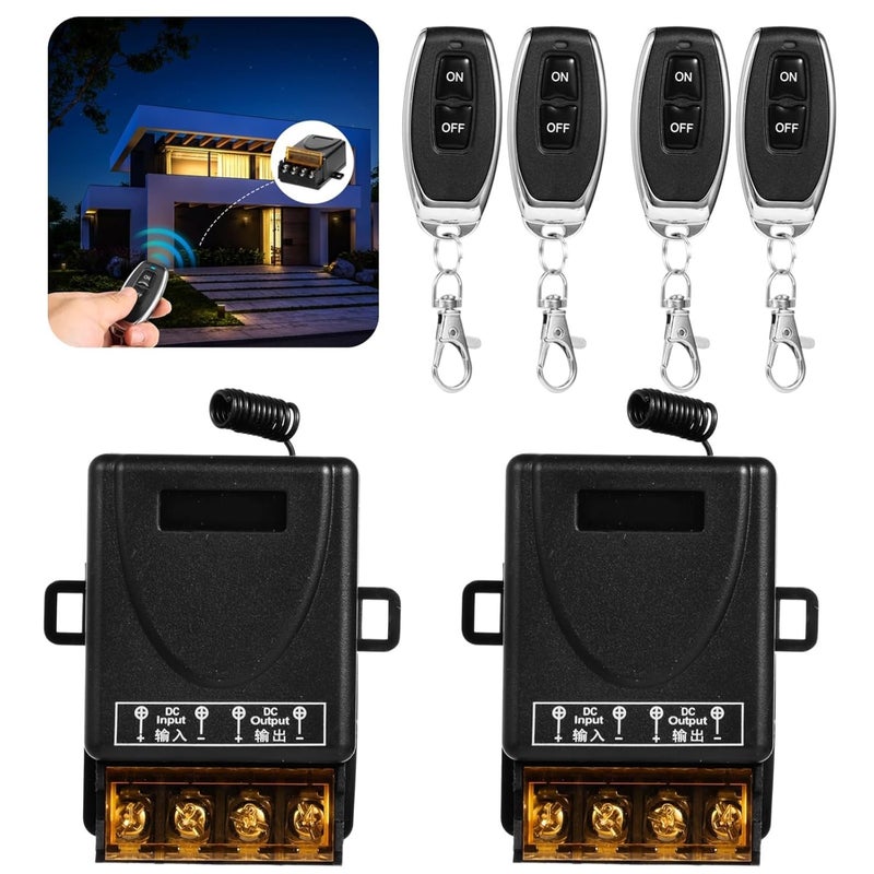 2 مفاتيح لاسلكية، جهد كهربائي من 12V إلى 72V، مجموعة تحكم عن بعد ذات مدى طويل لأبواب الجراج، الأضواء، المحركات، المراوح، وأنظمة الحماية من السرقة - Image 1