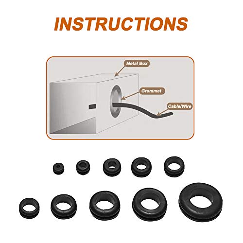 ISPINNER 190pcs Rubber Grommet Assortment Kit, 9 Sizes Eyelet Ring Gasket 1/4" 5/16" 3/8" 7/16" 1/2" 5/8" 3/4" 7/8" 1" (Black) - Image 5