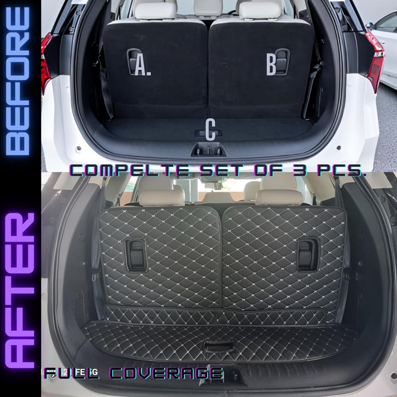 MATLE Premium 7D Boot/Trunk Mats Compatible for XUV 700 7 Seater ||Luxury Leather Double Layered||Complete Set 3 PCS ||100% Waterproof and Washable (Black) - Image 2