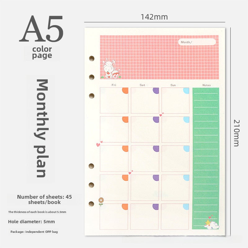 Generic 6-Hole A5/A6 Colorful Blank Dot Grid Planner Refill A May plan 