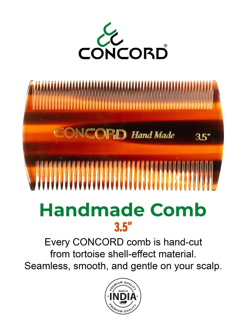 CONCORD 3.5 Inch Handmade Comb, Lice Comb | Duel-Spaced Teeth Comb (Wide & Fine), Round Teeth | Antistatic Comb for Wet or Dry Hair, For All Hair Type | Made in India - Image 2