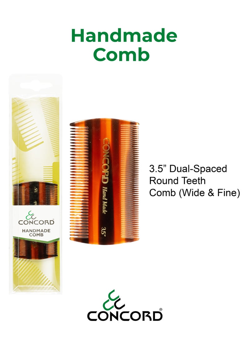 CONCORD 3.5 Inch Handmade Comb, Lice Comb | Duel-Spaced Teeth Comb (Wide & Fine), Round Teeth | Antistatic Comb for Wet or Dry Hair, For All Hair Type | Made in India - Image 3