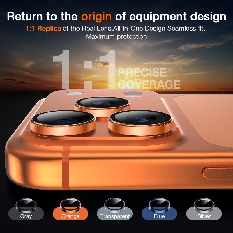 LK for iPhone 17 Pro/17 Pro Max Camera Lens Protector [Top 9H+ Military Grade Shatterproof] One-Click Installation, Ultra-Tough HD, Individual Lens Protectors Scratch-resistant, Cosmic Orange - Image 5