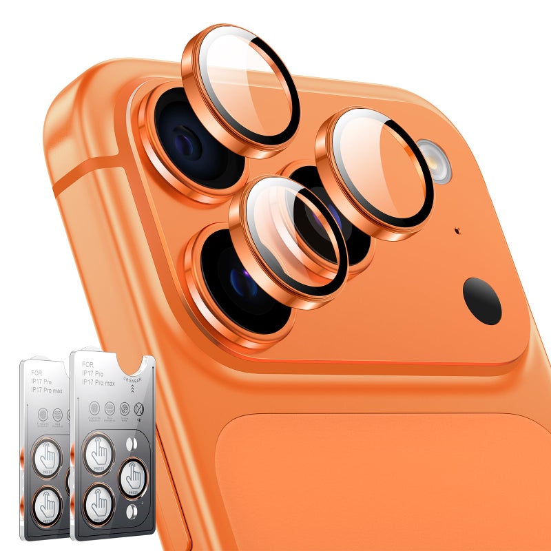 LK for iPhone 17 Pro/17 Pro Max Camera Lens Protector [Top 9H+ Military Grade Shatterproof] One-Click Installation, Ultra-Tough HD, Individual Lens Protectors Scratch-resistant, Cosmic Orange - Image 1