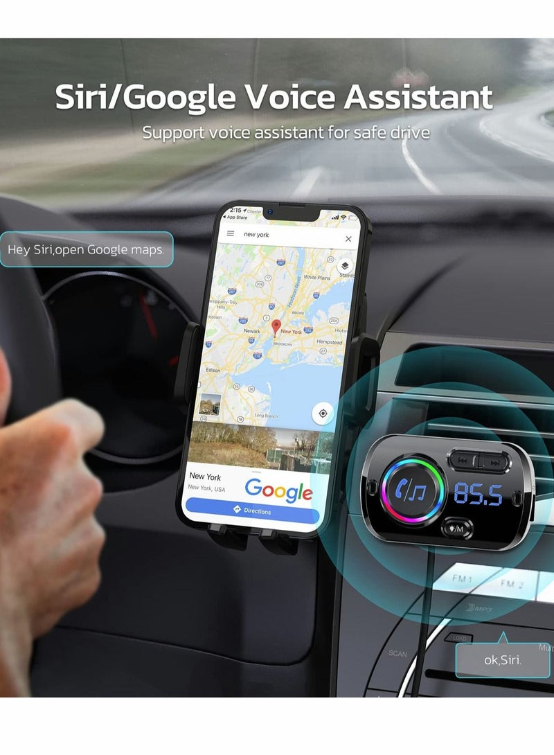 كابتن تيك بلوتوث وزير الخارجية الارسال بلوتوث 5.0 سيارة لاسلكية محول مع qc3.0 و 5v2.4a المزدوج ميناء الشحن - Image 2