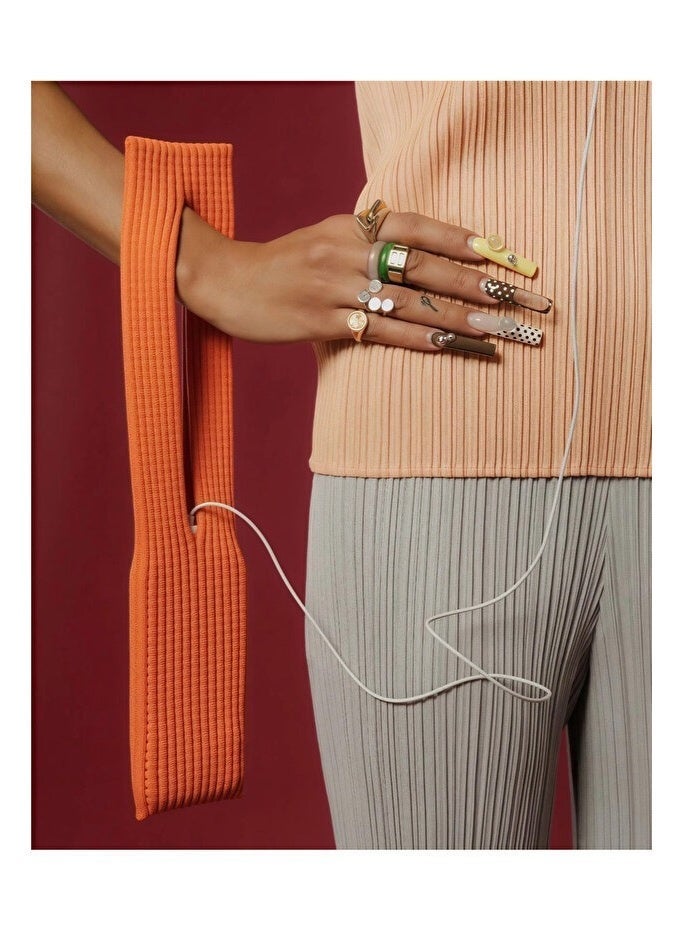 Macon 3D Knitted Pocket and Crossbody Bag (Orange) - Lightweight and Stretchable Case for the Complete iPhone Series - Image 3