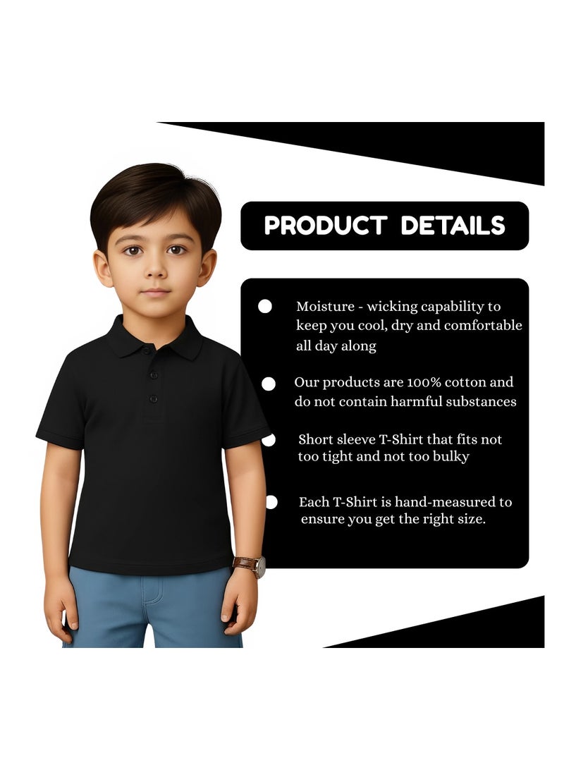 PRINTSHOP4ME Basic Unisex Kids polo T-shirt 230 GSM (Black) - Image 4
