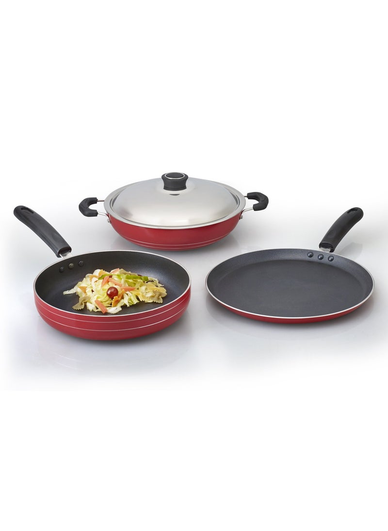 ANJALI - Anjali 3 Pcs FAB Nonstick Induction Gift Set (Dosa tawa 270mm, Kadai 2ltr, Fry Pan 240mm) - Image 1