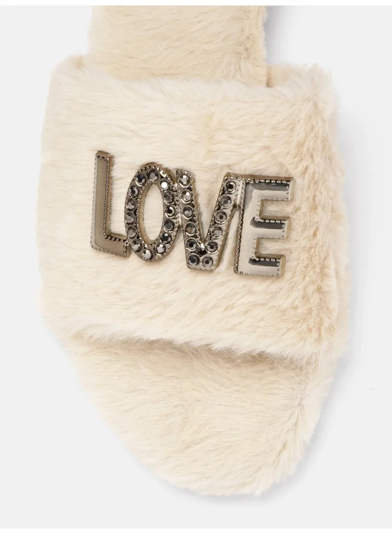 ZORIWORLD  Butterlove Chic Indoor Slipper Slides Soft Vegan Fur & Lightweight Cushioned Sole with Love Design for Women | Best Price UAE
