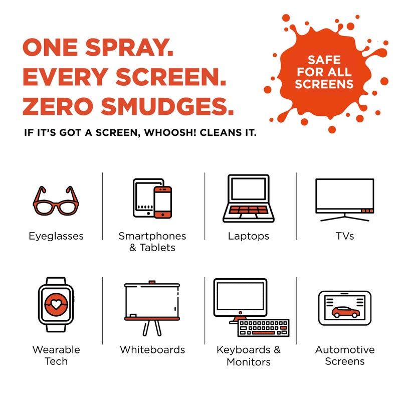 WHOOSH! Screen Shine Go - 1 fl oz Refillable Screen Cleaner Kit with Microfiber Cloth for MacBook, Phone, iPad & Eyeglasses - Powerful Streak-Free Cleaning - Pocket-Sized, TSA-Approved for Travel - Image 4