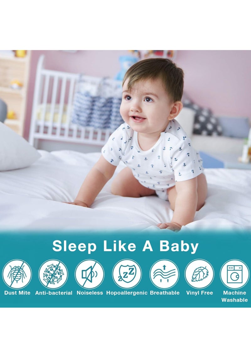 مزاجك واقي مرتبة مقاوم للماء، غطاء مرتبة من نسيج محبوك قابل للتنفس مع جيب عميق قابل للغسل ولا يسبب الحساسية وخالي من الفينيل للحيوانات الأليفة والأطفال والكبار (مفرد صغير (120 * 200 * 30)) - Image 5