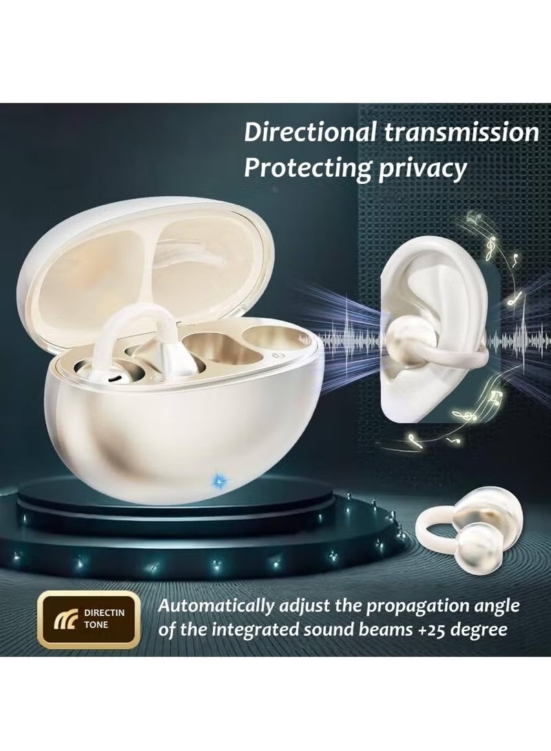 Arabest Open Ear Ring True Open Ear Headphones, Lightweight Comfort Open Ear Clip Wireless Earbuds, Bluetooth 5.4 Headphones with Design Fit Sports Running Beige - Image 5