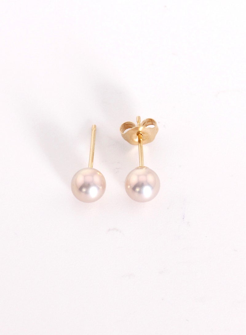 MIKURA Earrings, Freshwater Pearls, A Quality, Natural Multi Color, 6.5-6.0MM, 18KY - Image 1