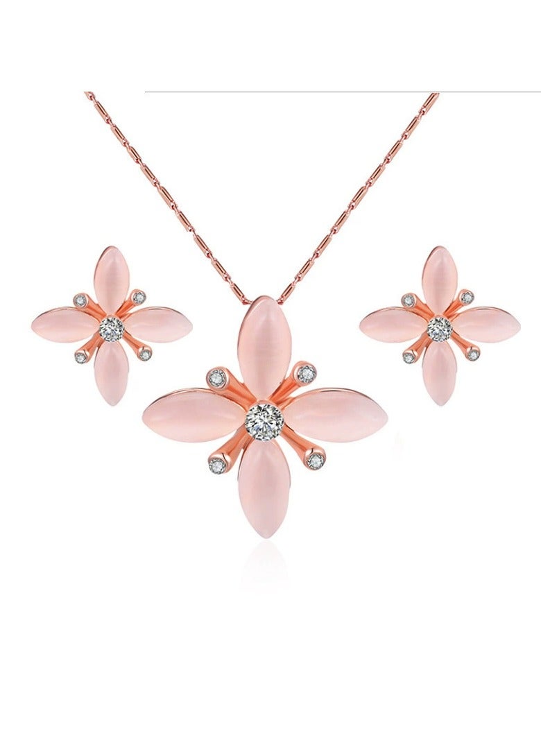 Goolsky Elegant Zircon Floral Jewelry Set – Sparkling Necklace & Earrings, Elegant Gift for Her’s Weddings, Parties & Daily Glam