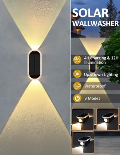 BlueYang Solar Fence Lights Outdoor 3000K4000K6000K 3 Modes Solar Wall Lights Outdoor Waterproof UpDown DualHead Outdoor Solar Lights for Yard House Fence Backyard Deck Garden Patio Porch 6 PK - Image 3