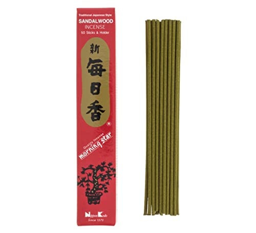 Nippon Kodo Morning Star Sandalwood Incense Japanese Style Incense 50 Sticks Includes Censer