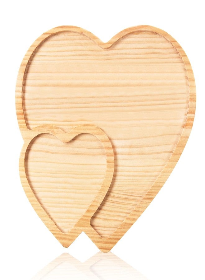 FOBSME Heart Shape Wooden Serving Tray Valentine's Day Wooden Platter Double-Heart Shape Charcuterie Board Pine Wooden Snack Dish Plate for Wedding Mother's Day Housewarming Present,12.6x12.6x0.59 - Image 1