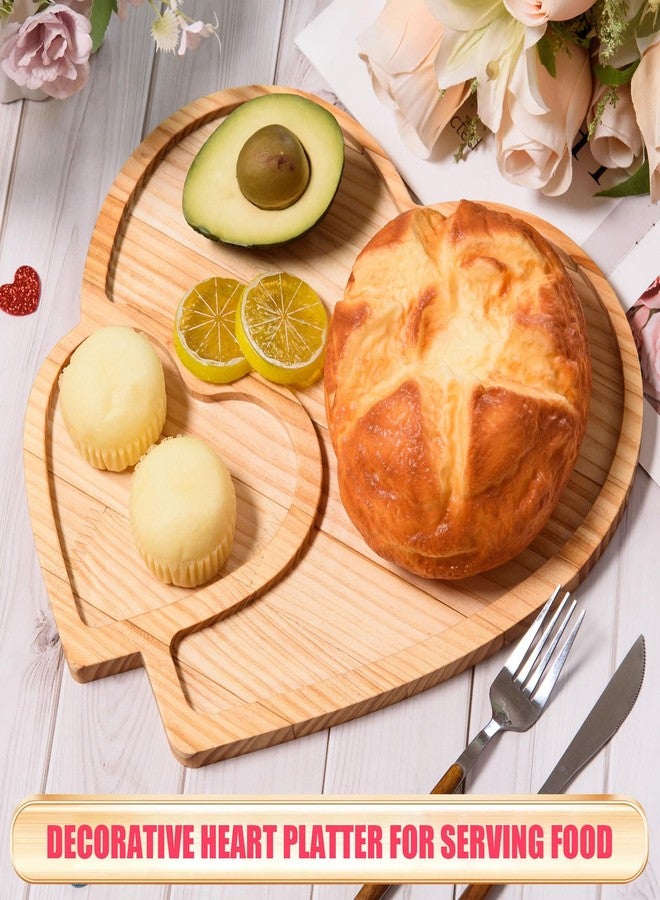 FOBSME Heart Shape Wooden Serving Tray Valentine's Day Wooden Platter Double-Heart Shape Charcuterie Board Pine Wooden Snack Dish Plate for Wedding Mother's Day Housewarming Present,12.6x12.6x0.59 - Image 3